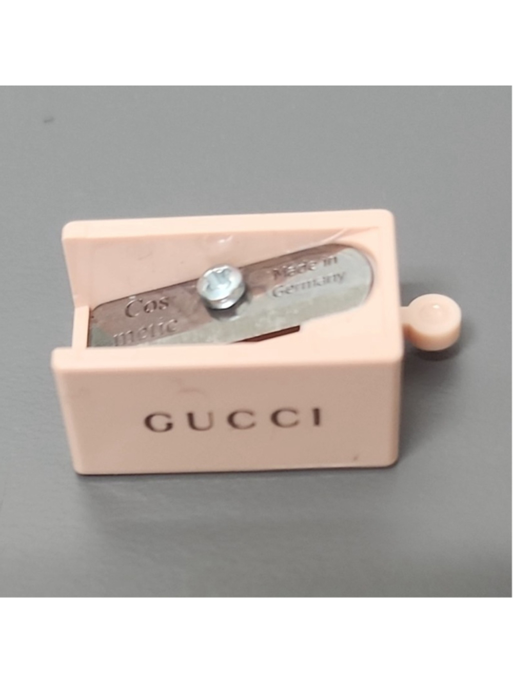 Gucci Single Hole Makeup Pencil Sharpener Beige w/ Cleaning Pick
